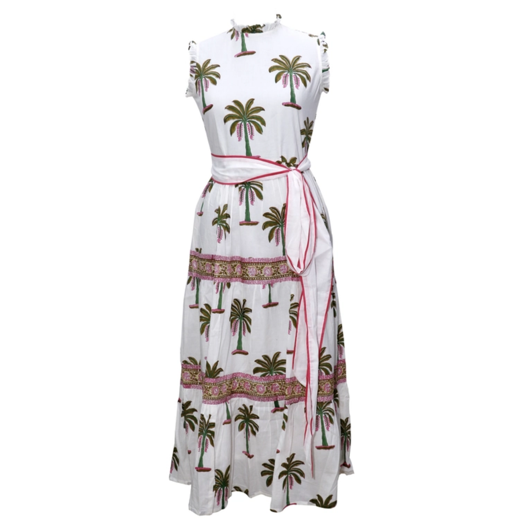 Long Sleeveless Palm Tree Print Dress - The Well Appointed House