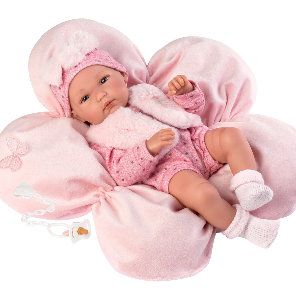 13.8" Newborn Tia with Flower Cushion - The Well Appointed House