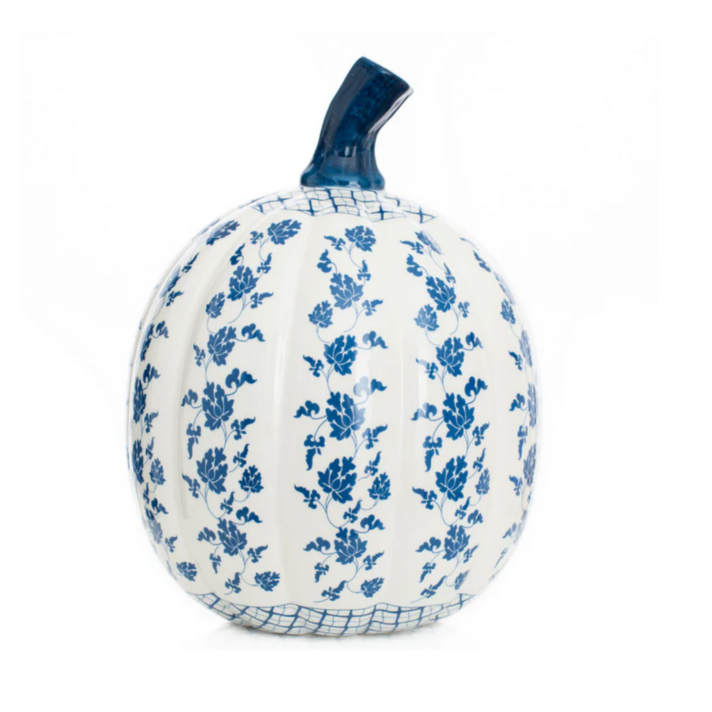 Large Blue & White Porcelain Pumpkin - The Well Appointed House