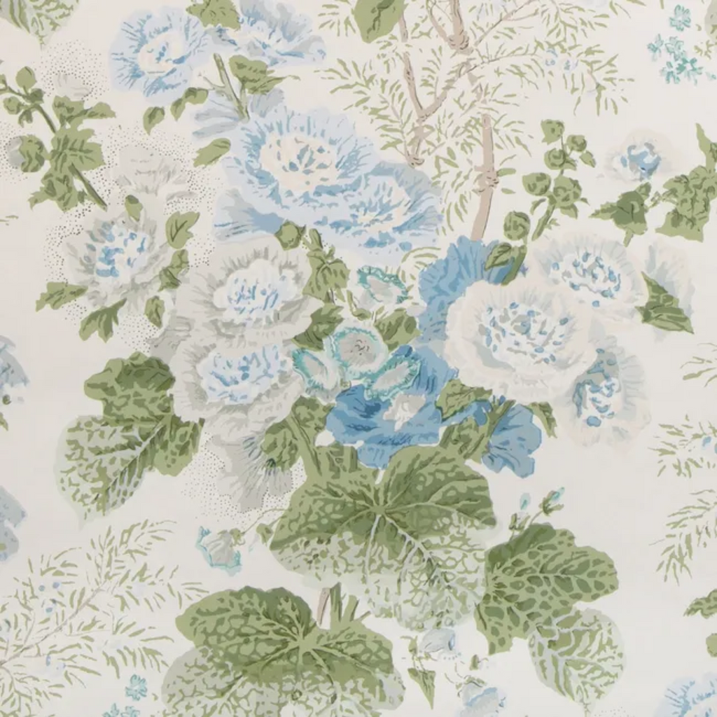 Lee Jofa Blue Grand Althea Print Wallpaper - The Well Appointed House