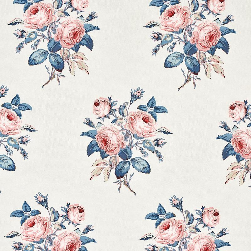 Loudon Rose Wallpaper in Rose and Blue - The Well Appointed House