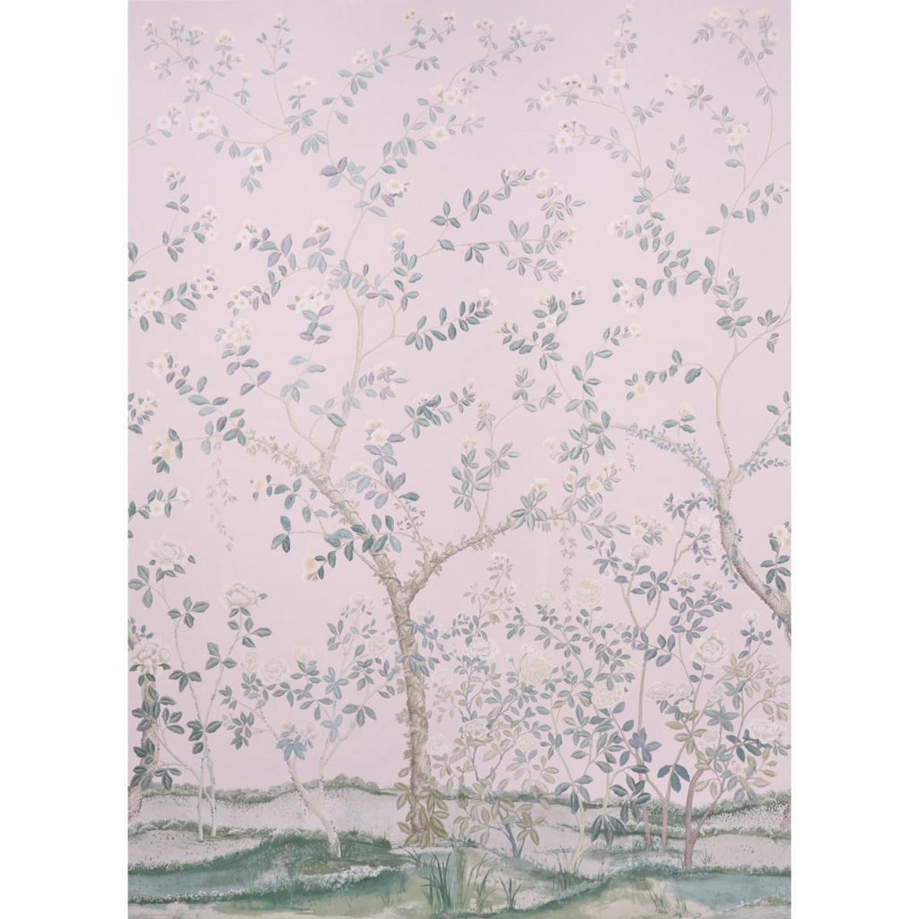 Madame De Pompadour Panel Wallpaper in Blush - The Well Appointed House