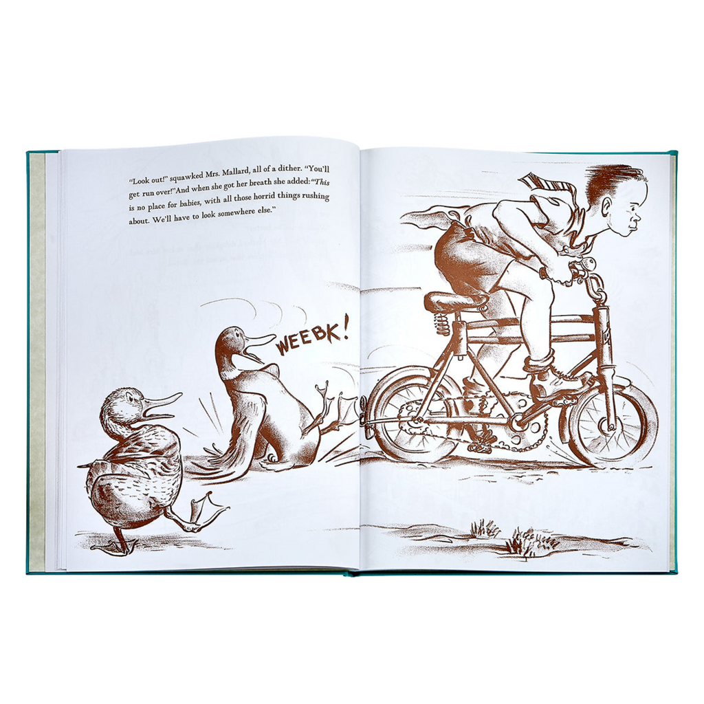 Personalize Make Way For Ducklings Teal Blue Italian Leather Book - The Well Appointed House