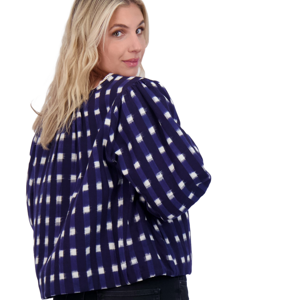 Marisol Boho Jacket in Midnight Navy Ikat - The Well Appointed House