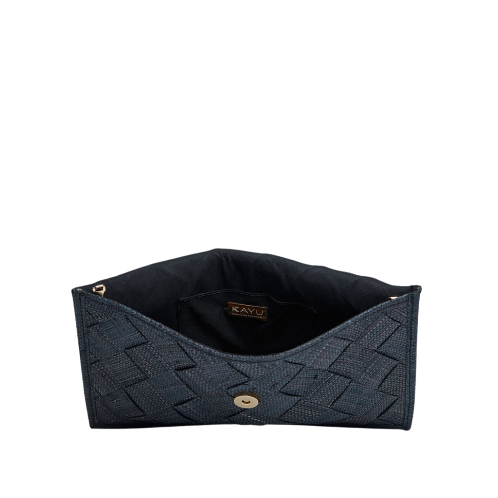 Mattie Straw Envelope Clutch Bag in Black - The Well Appointed House