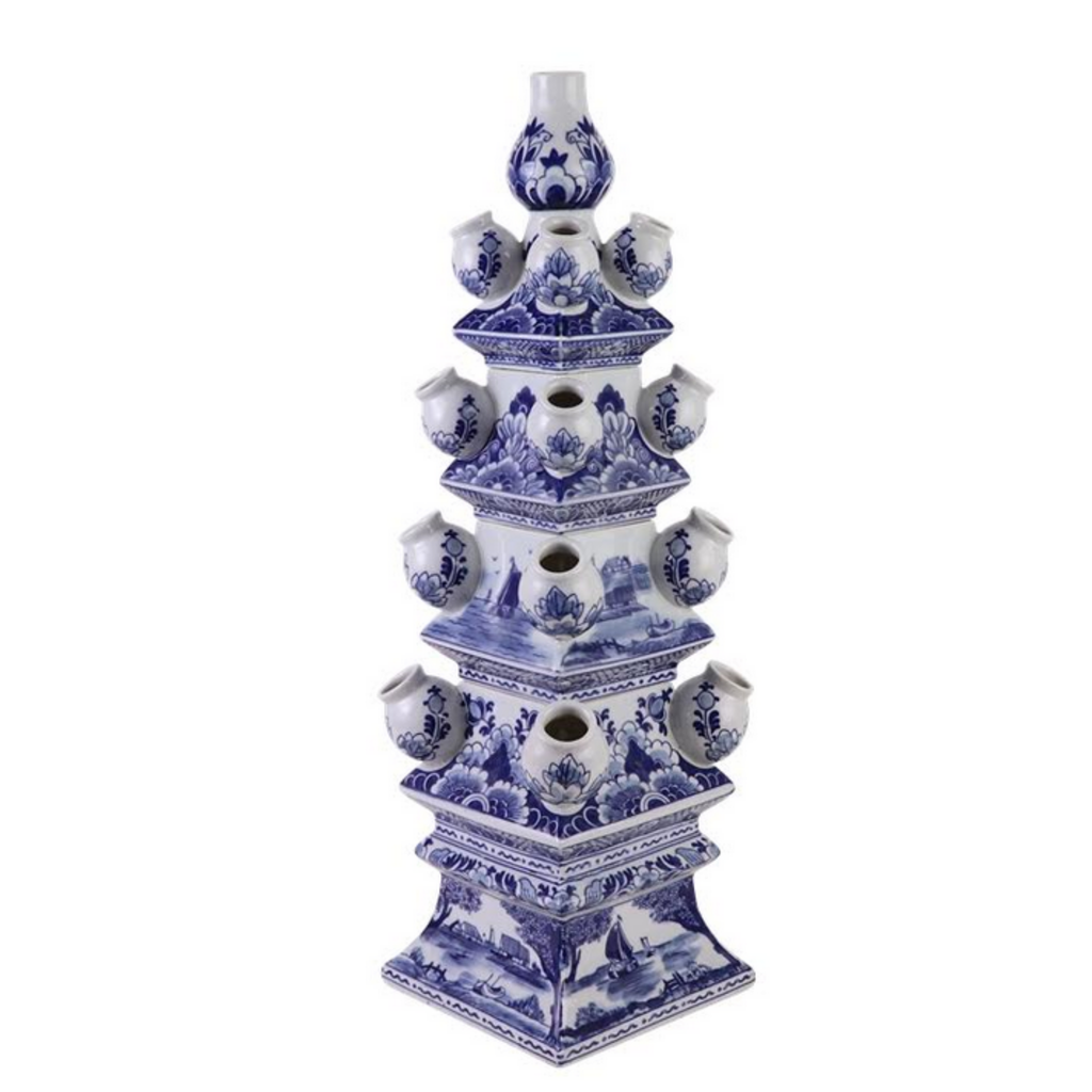 Medium Grand Blue and White Tulipiere - The Well Appointed House