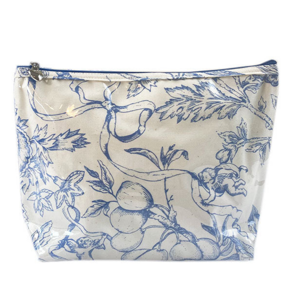 Medium Cosmetic Bag in Blue Pineapple Garden - The Well Appointed House