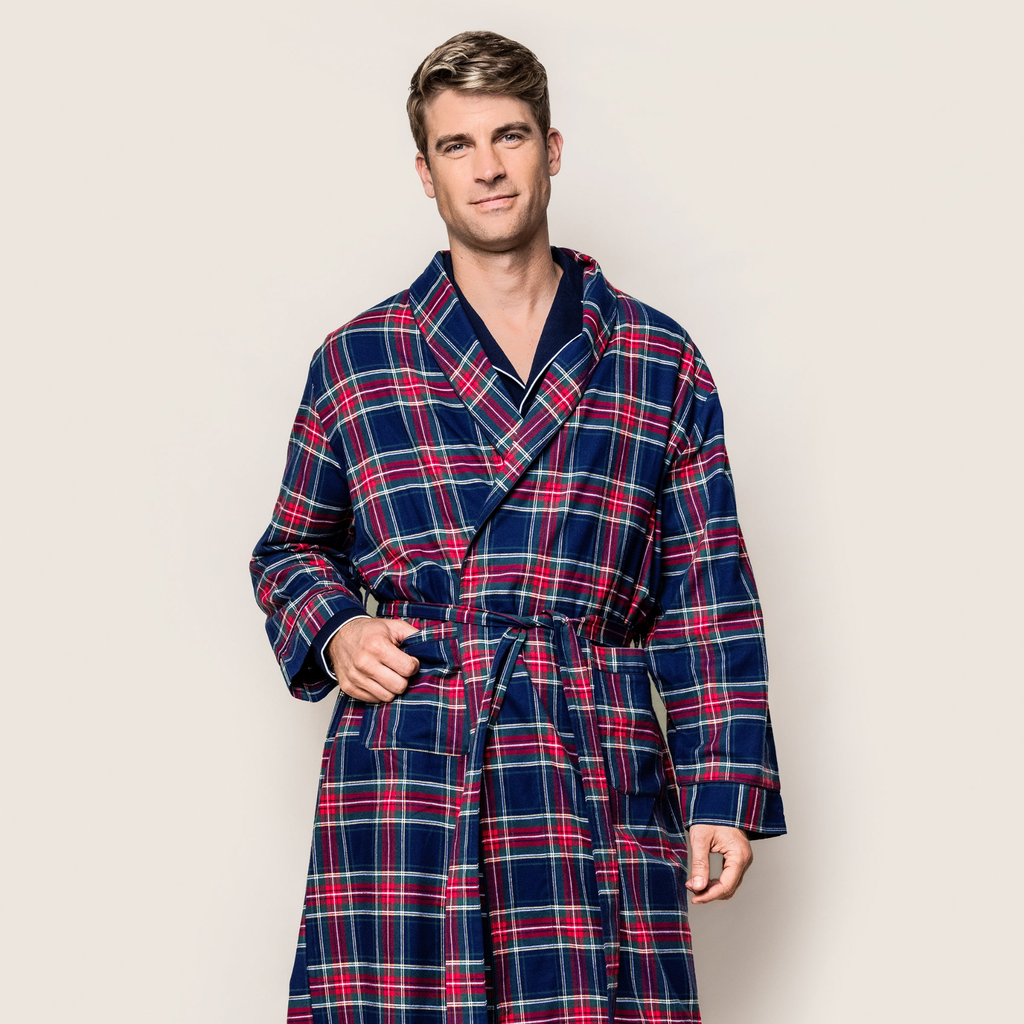 Men's Brushed Cotton Robe in Windsor Tartan - The Well Appointed House