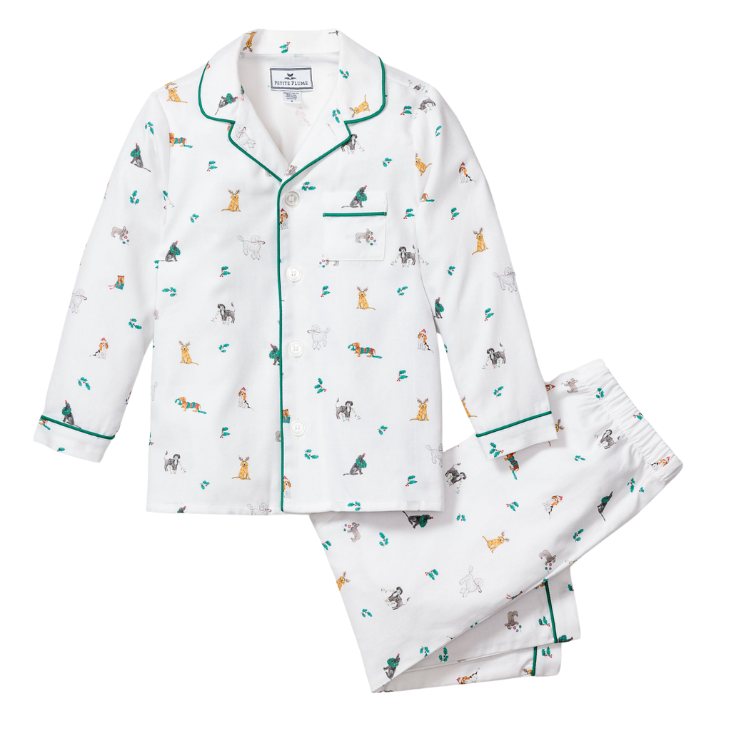 Kid's Twill Pajama Set in Jingle Paws - The Well Appointed House