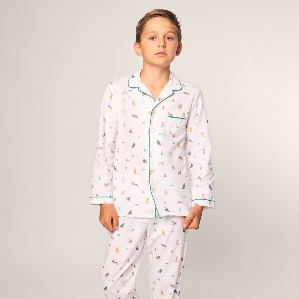 Kid's Twill Pajama Set in Jingle Paws - The Well Appointed House