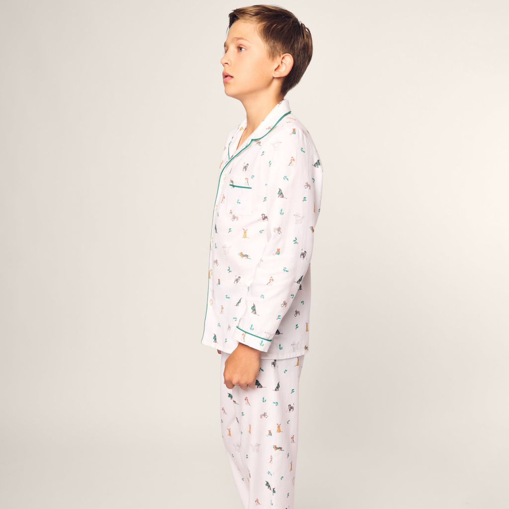 Kid's Twill Pajama Set in Jingle Paws - The Well Appointed House