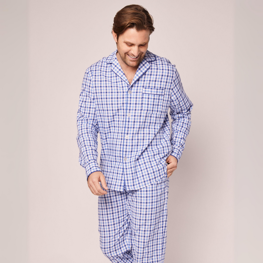 Men's Twill Pajama Set in Royal Blue Gingham - The Well Appointed House