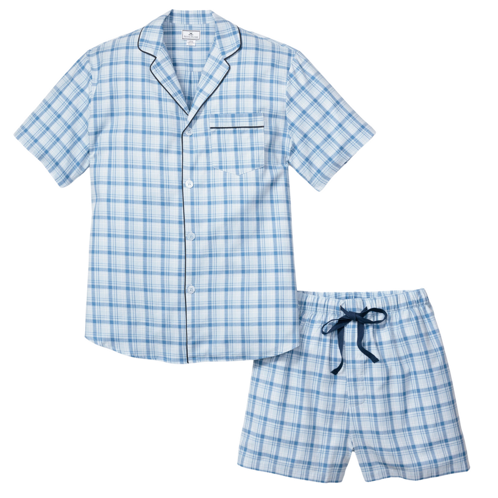 Men's Twill Pajama Short Set in Seafarer Tartan - The Well Appointed House