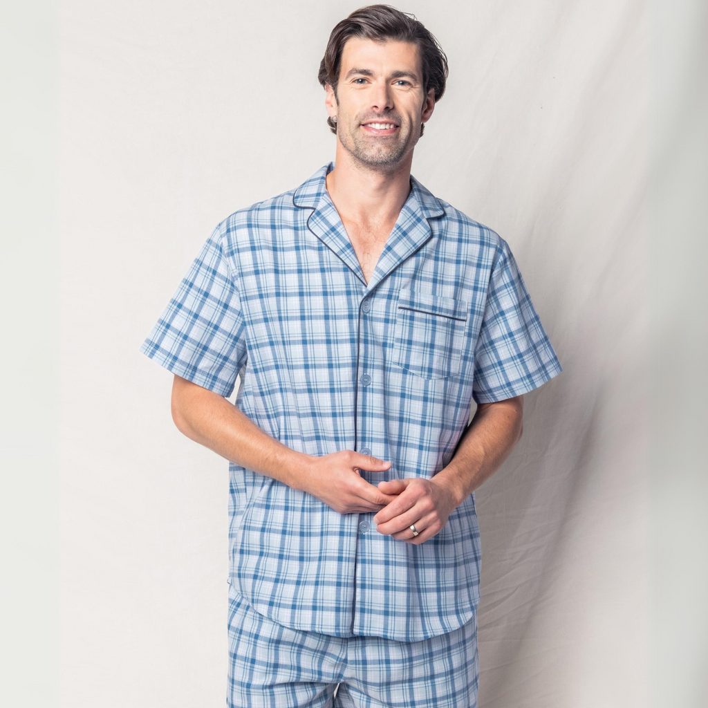 Men's Twill Pajama Short Set in Seafarer Tartan - The Well Appointed House