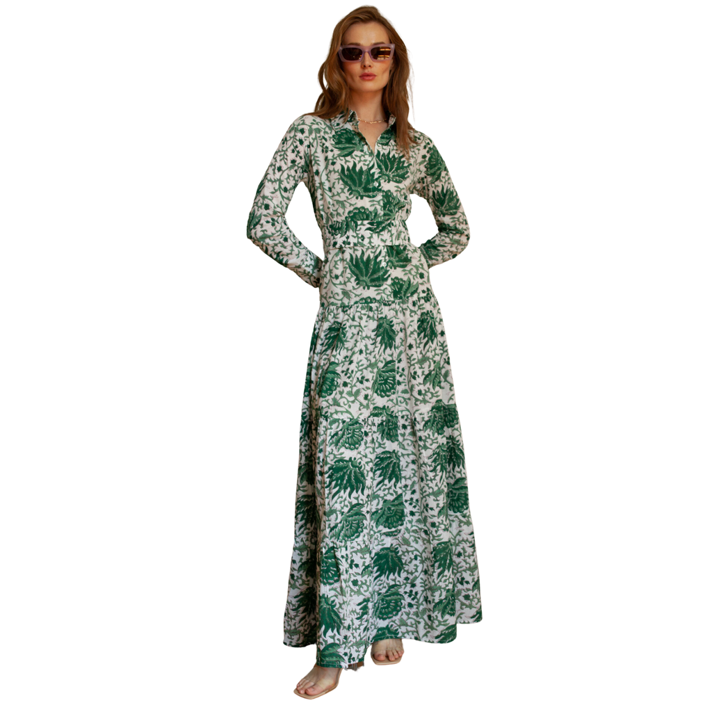 Meredith Floral Dress in Green - The Well Appointed House