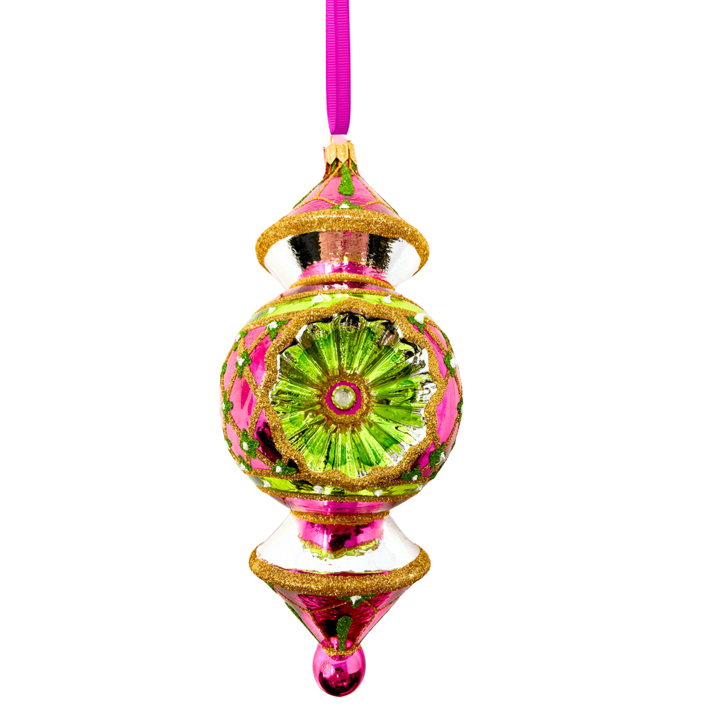 Miami Pink Triple Barrel Reflector Blown Glass Christmas Ornament - The Well Appointed House