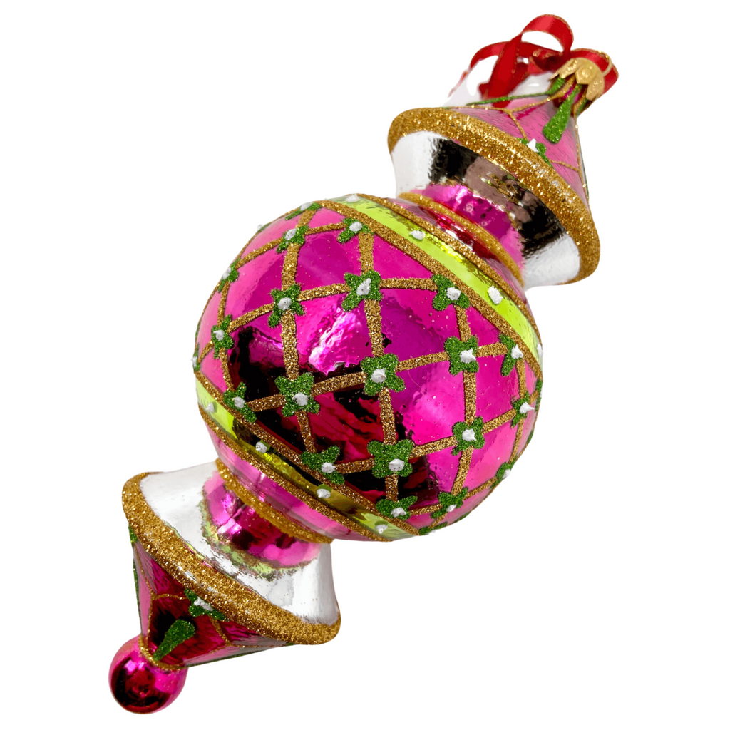 Miami Pink Triple Barrel Reflector Blown Glass Christmas Ornament - The Well Appointed House