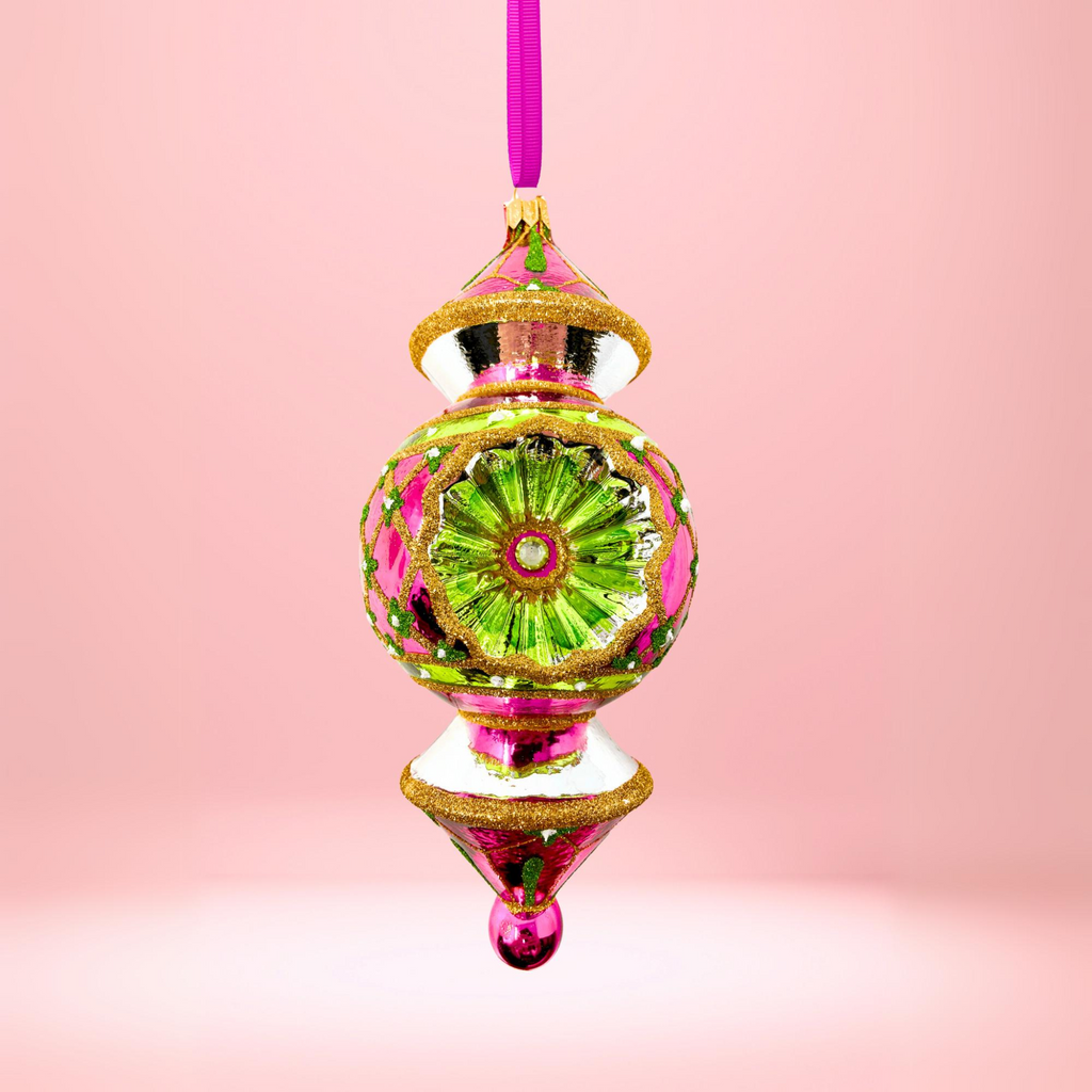 Miami Pink Triple Barrel Reflector Blown Glass Christmas Ornament - The Well Appointed House