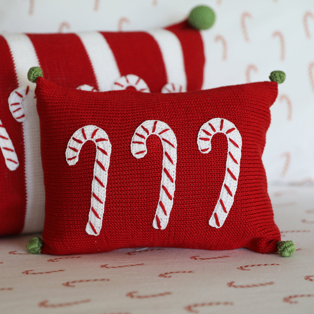 Candy Cane Mini Pillow in Red - The Well Appointed House