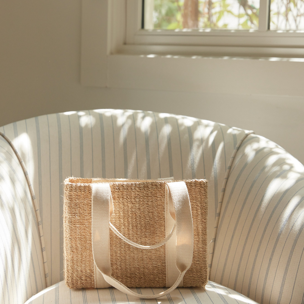 Mini Cherry Straw Tote Bag in Natural - The Well Appointed House