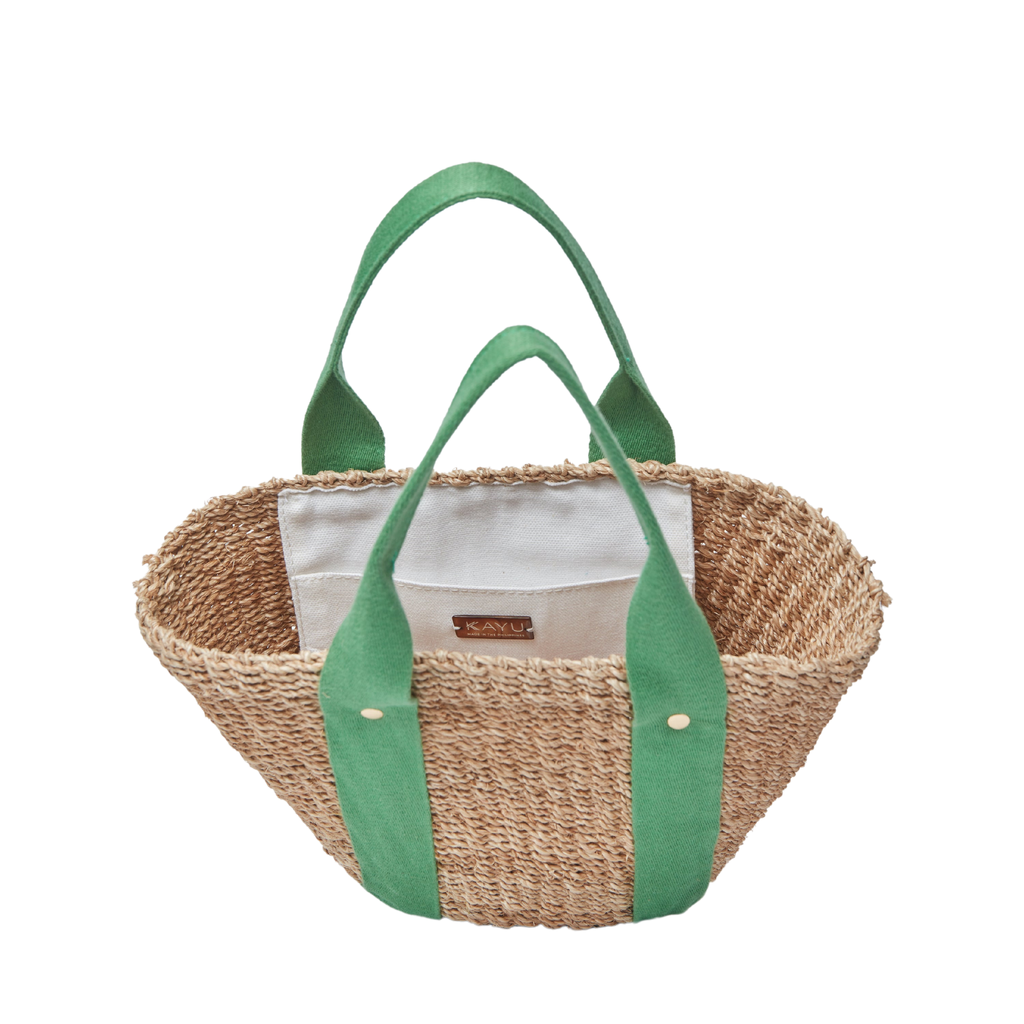 Mini Toci Straw Tote Bag in Green- The Well Appointed House