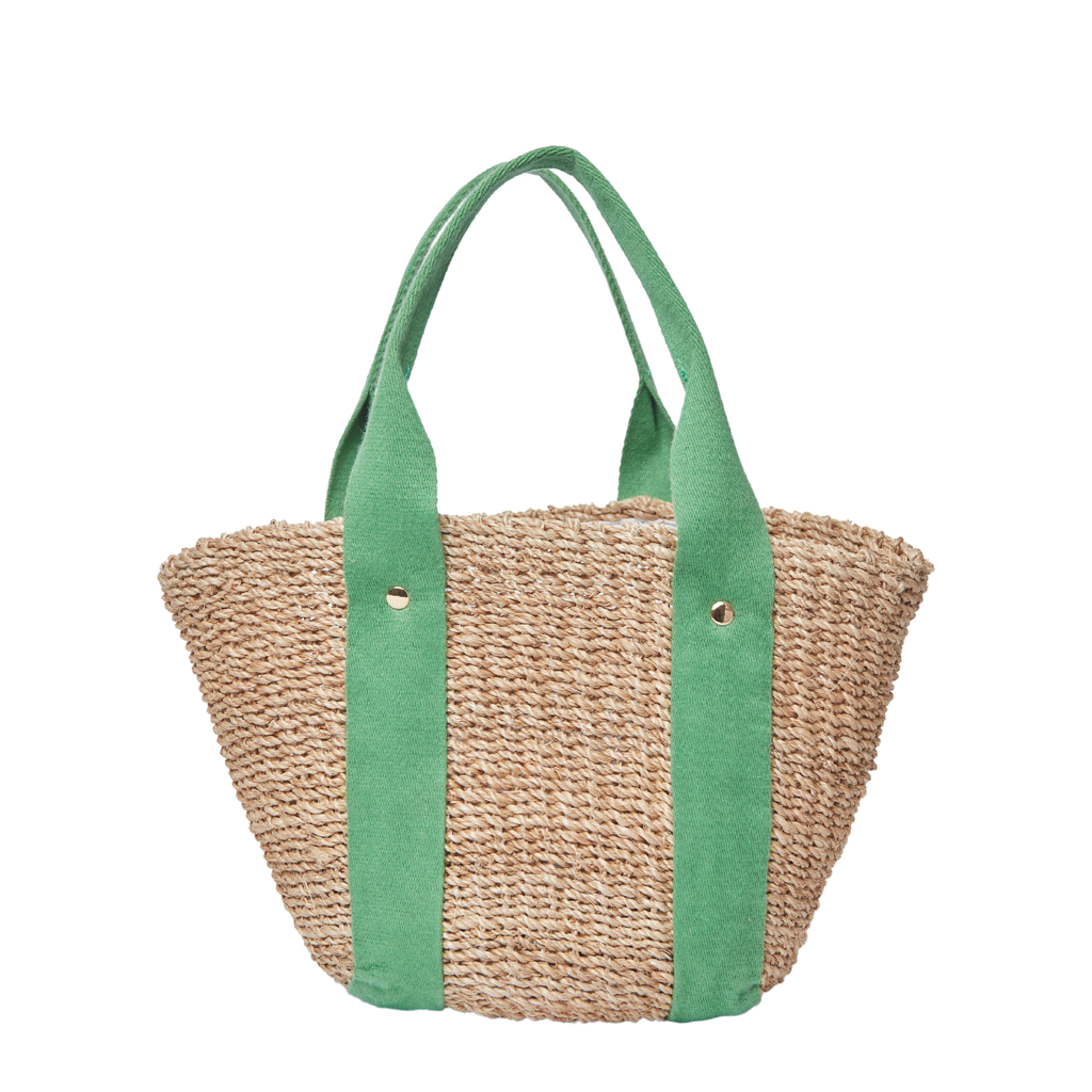 Mini Toci Straw Tote Bag in Green- The Well Appointed House