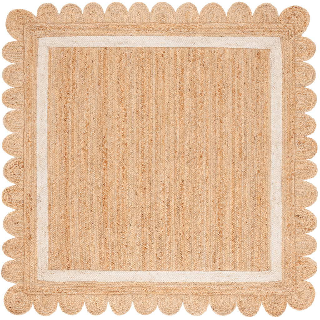 Natural Fiber Jute Scalloped Edge Area Rug - The Well Appointed House