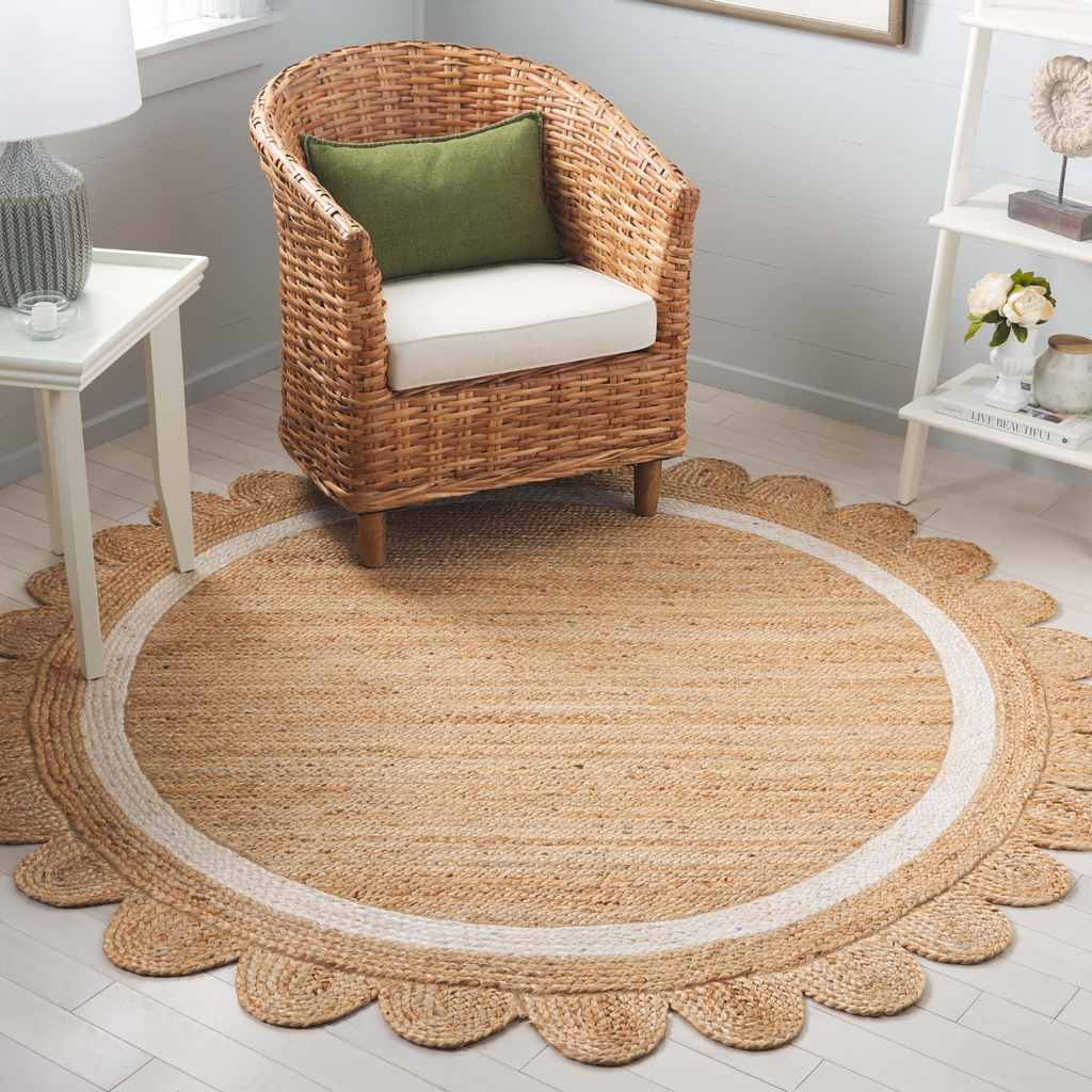 Natural Fiber Jute Scalloped Edge Area Rug - The Well Appointed House