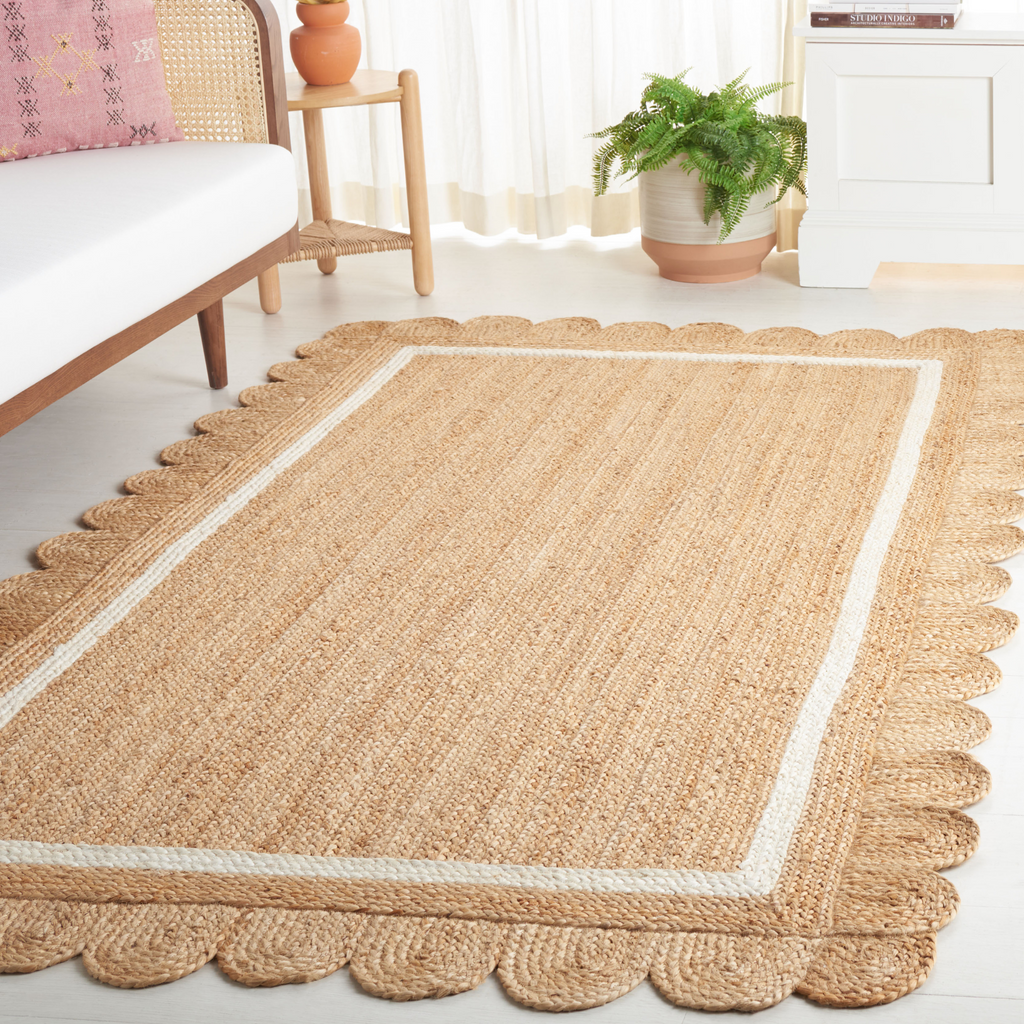 Natural Fiber Jute Scalloped Edge Area Rug - The Well Appointed House