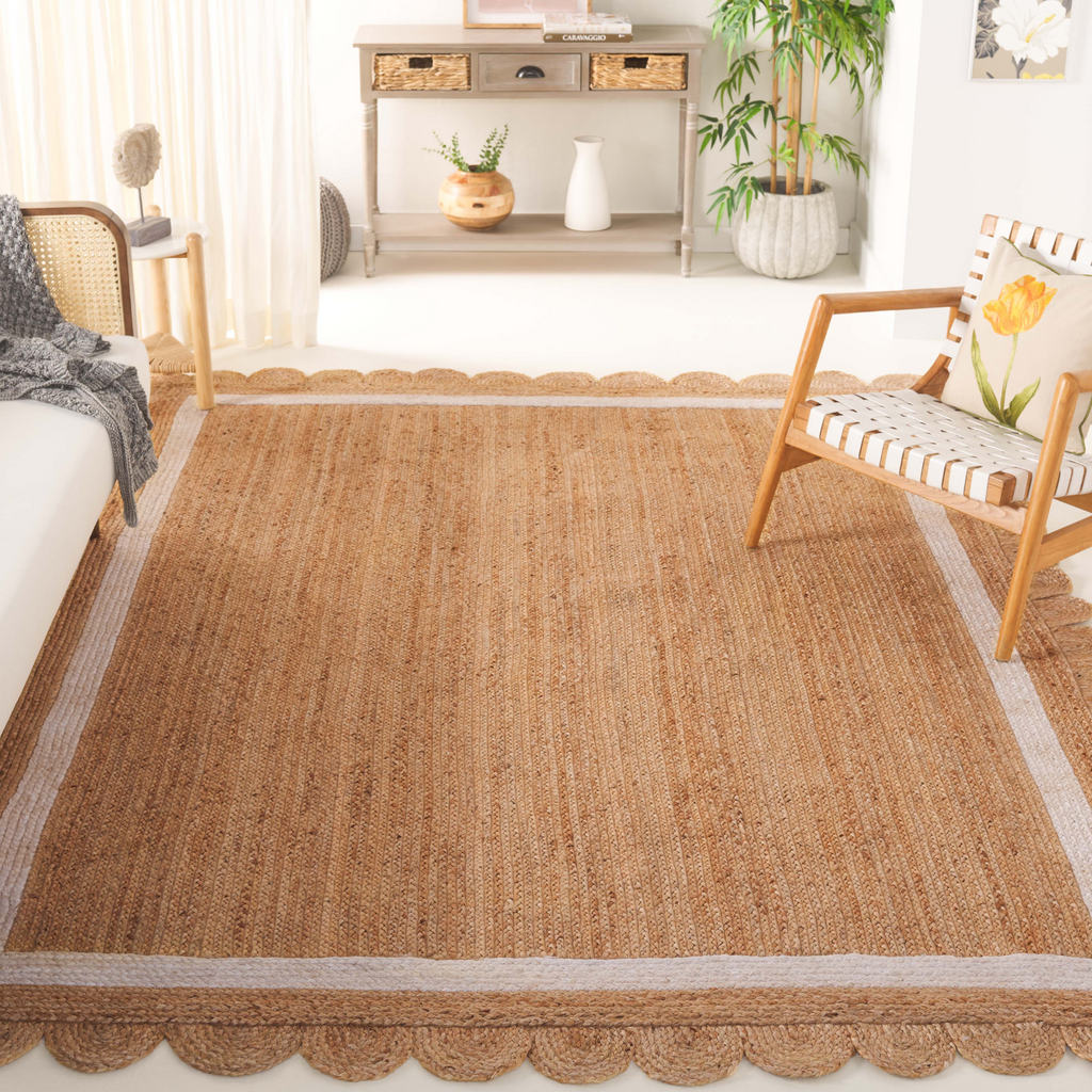 Natural Fiber Jute Scalloped Edge Area Rug - The Well Appointed House