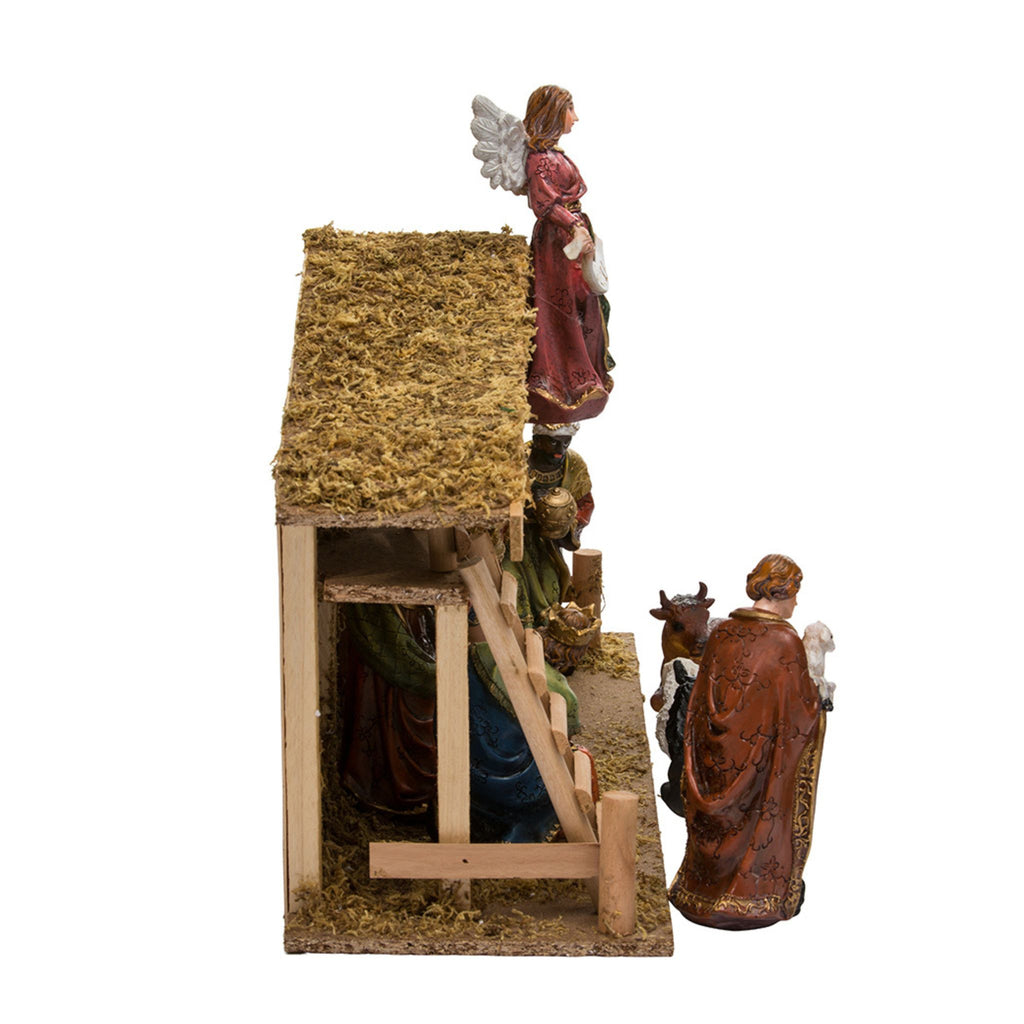 Nativity Set With Wooden Stable, 12-Piece Set- The Well Appointed House