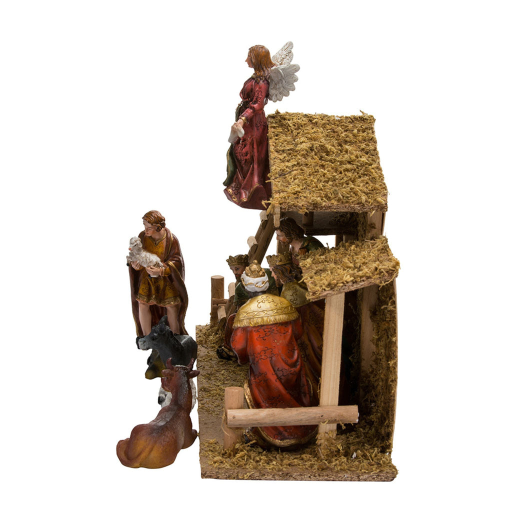 Nativity Set With Wooden Stable, 12-Piece Set- The Well Appointed House