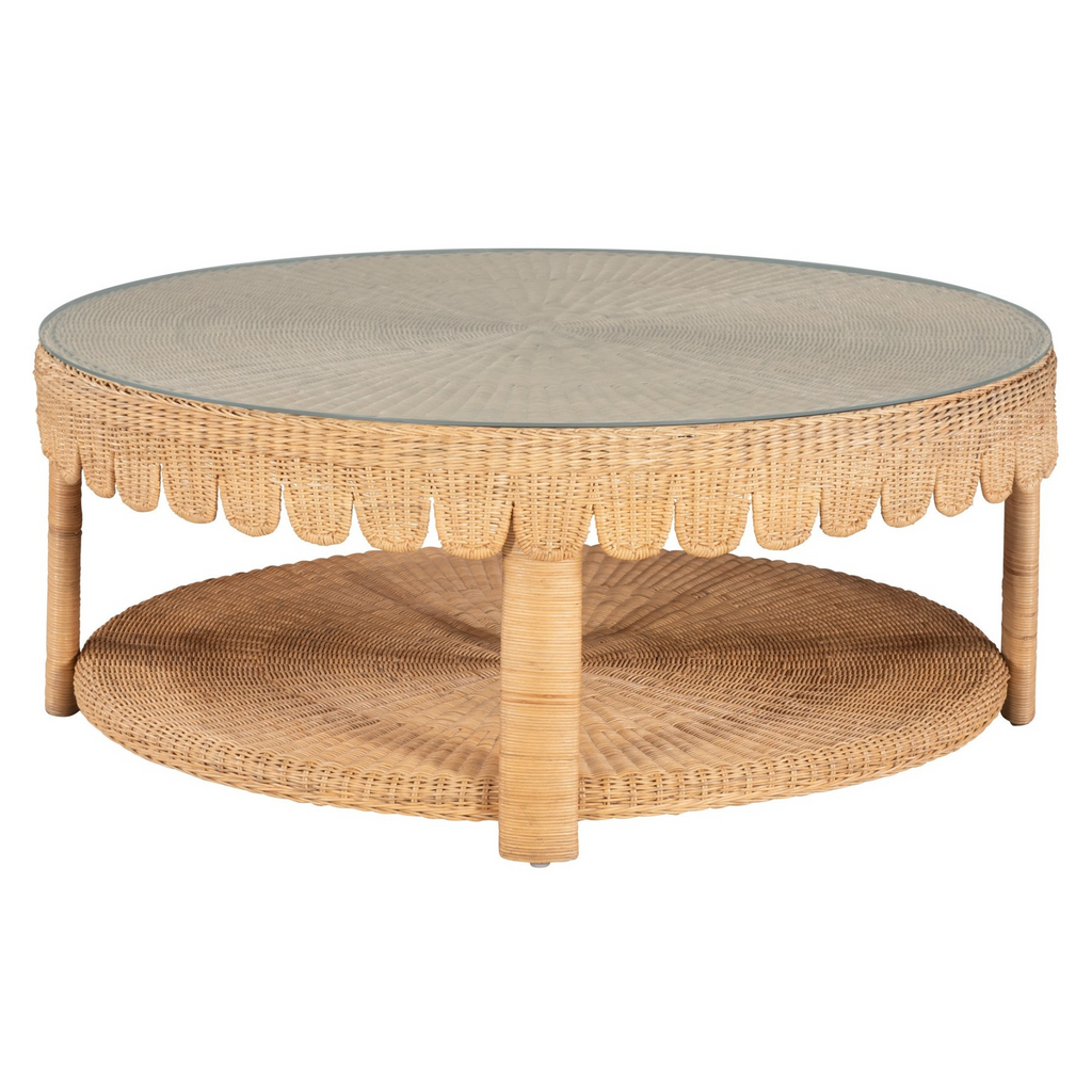 Natural Scalloped Round Coffee Table - The Well Appointed House