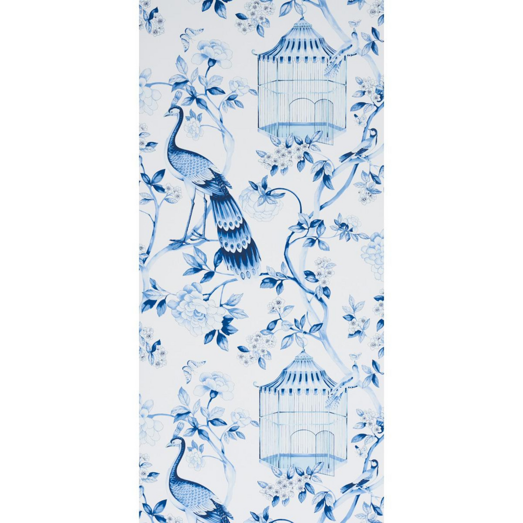 Oiseaux Et Fleurs Wallpaper in Porcelain - The Well Appointed House