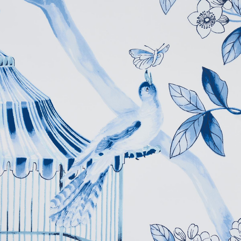 Oiseaux Et Fleurs Wallpaper in Porcelain - The Well Appointed House