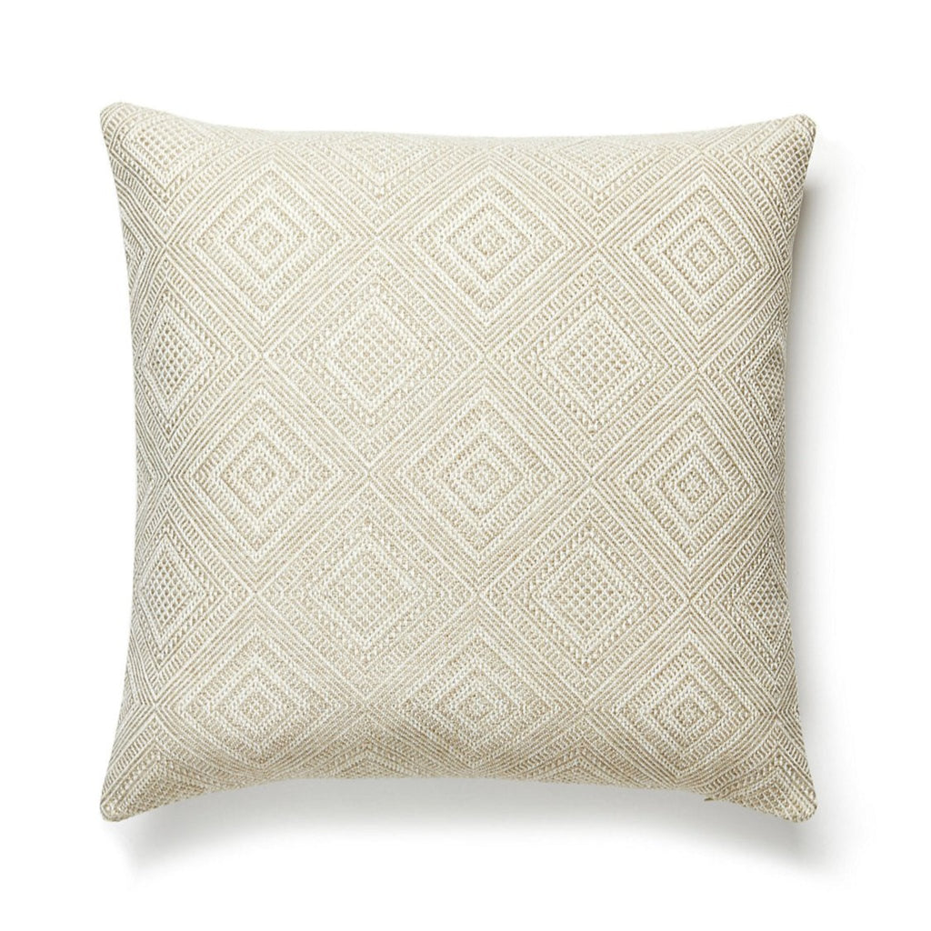 Outdoor Antigua Woven Geometric Pattern Decorative Throw Pillow in Beige - The Well Appointed House