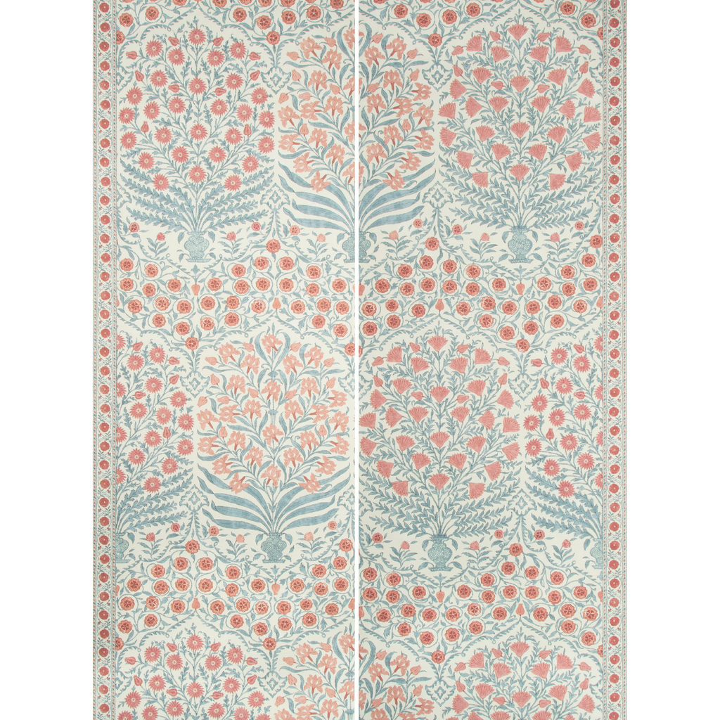 Lee Jofa Red & Blue Sameera Print Wallpaper - The Well Appointed House