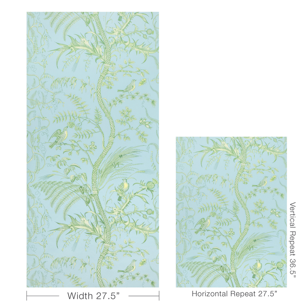 Brunschwig & Fils Sky Bird and Thistle II Print Wallpaper - The Well Appointed House