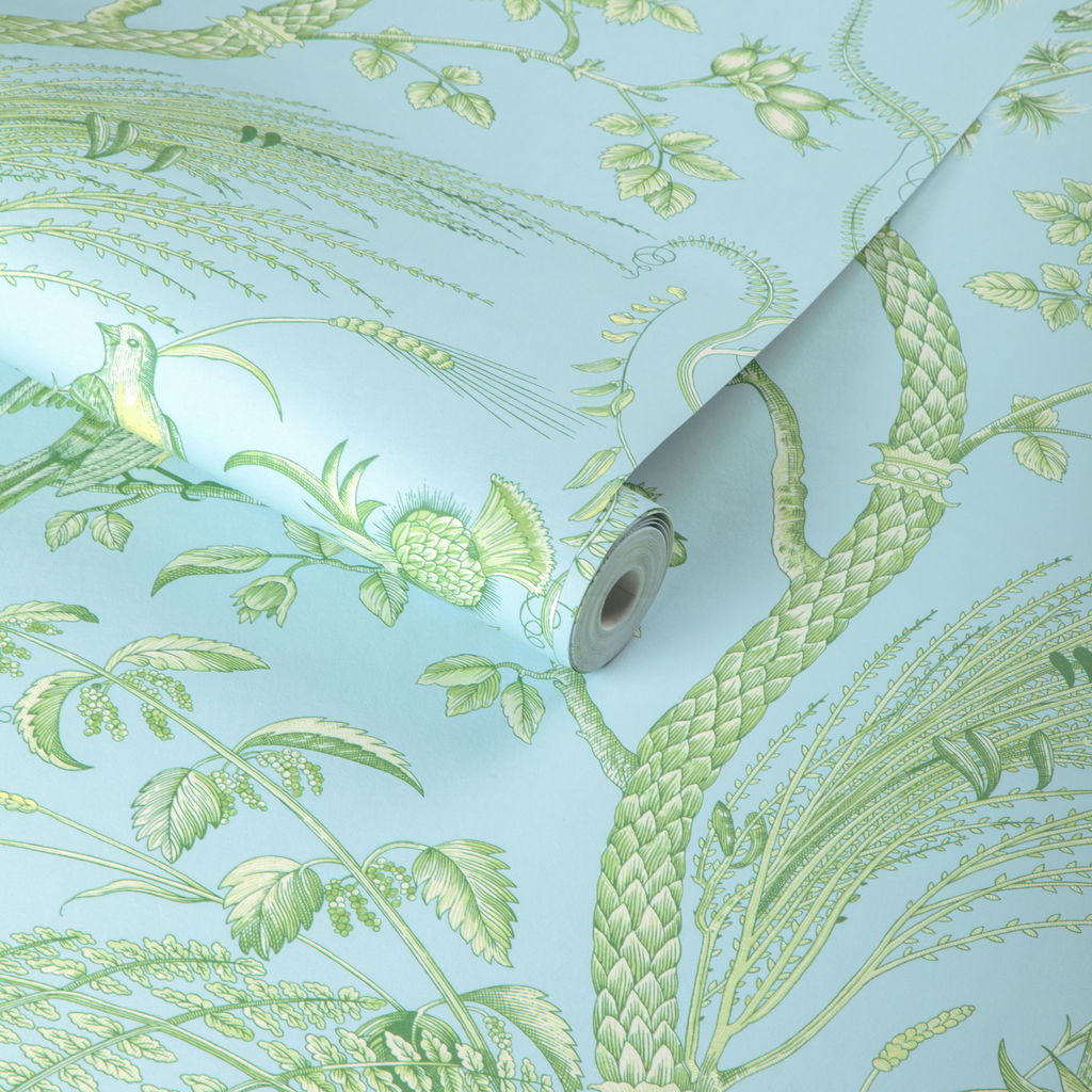 Brunschwig & Fils Sky Bird and Thistle II Print Wallpaper - The Well Appointed House