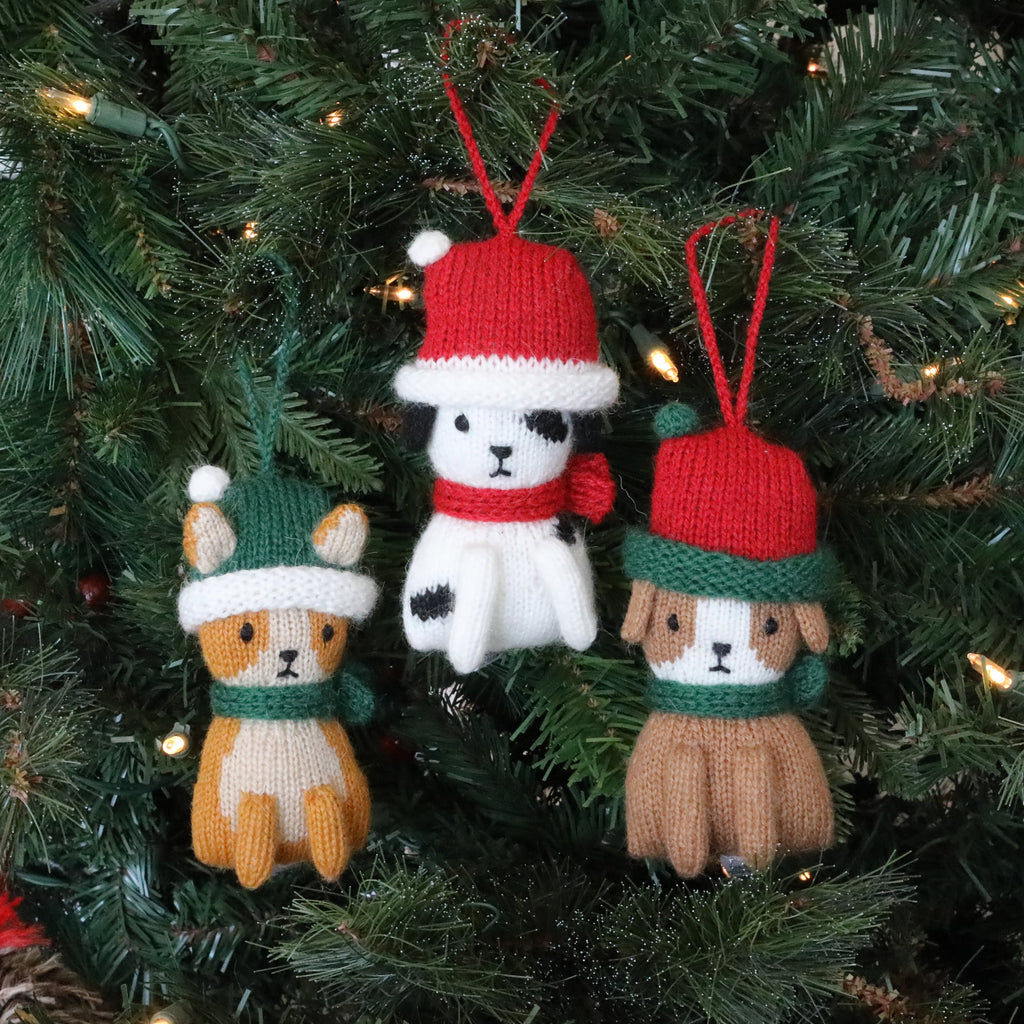 Christmas Puppy Ornaments, Set of 3 - The Well Appointed House