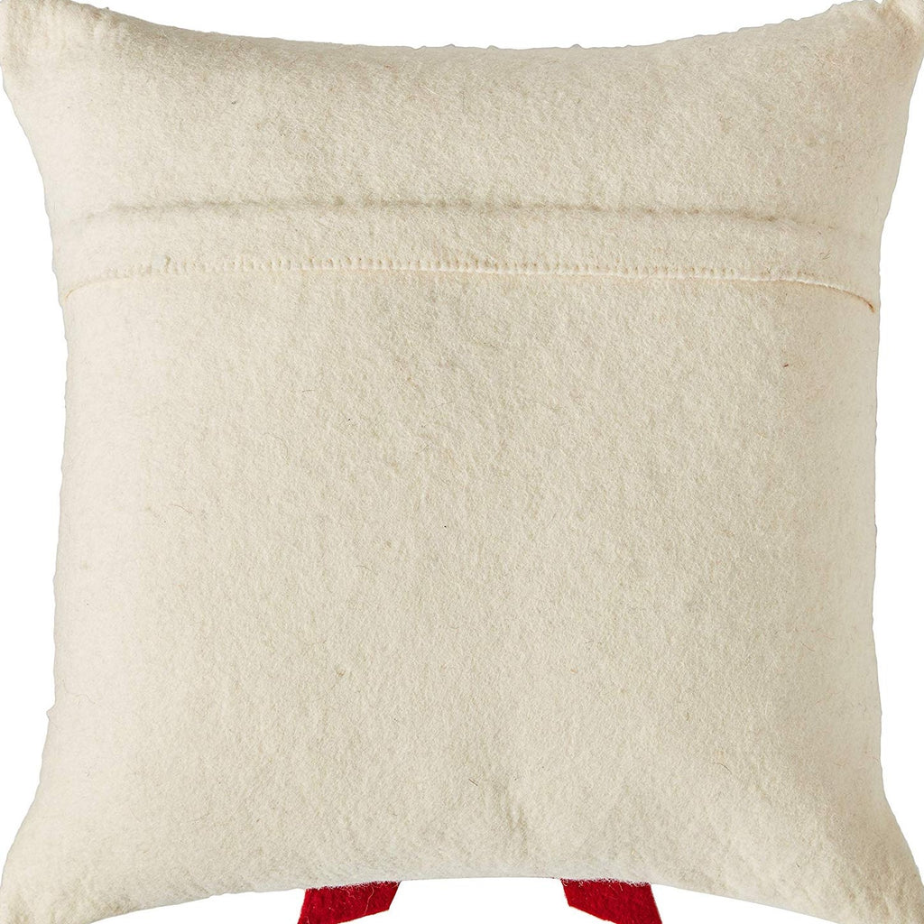 Red Bow on Cream - Christmas Pillow Cover in Hand Felted Wool - 20" - The Well Appointed House