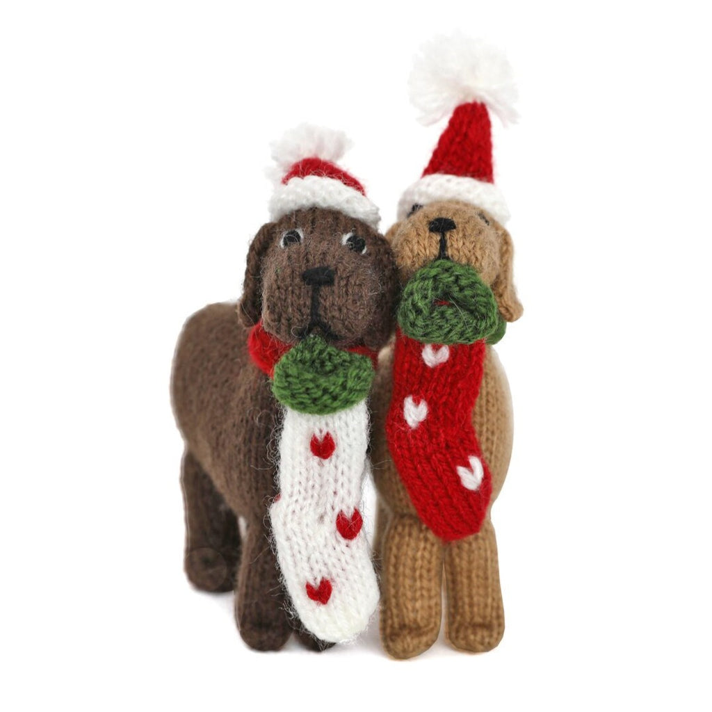 Dog with Stocking Ornament, Set of 2 - The Well Appointed House