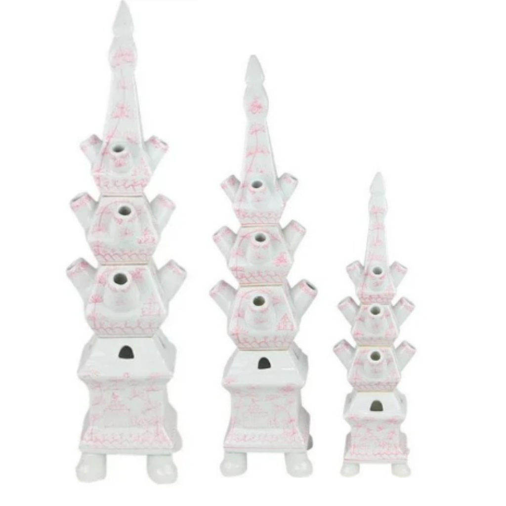 Pale Pink Village Scene Tulipiere - The Well Appointed House
