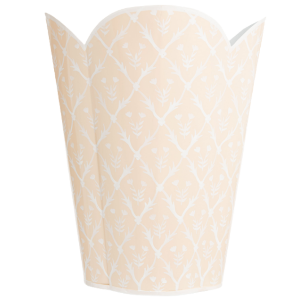 Pale Pink & White Tulip Wastepaper Basket - The Well Appointed House