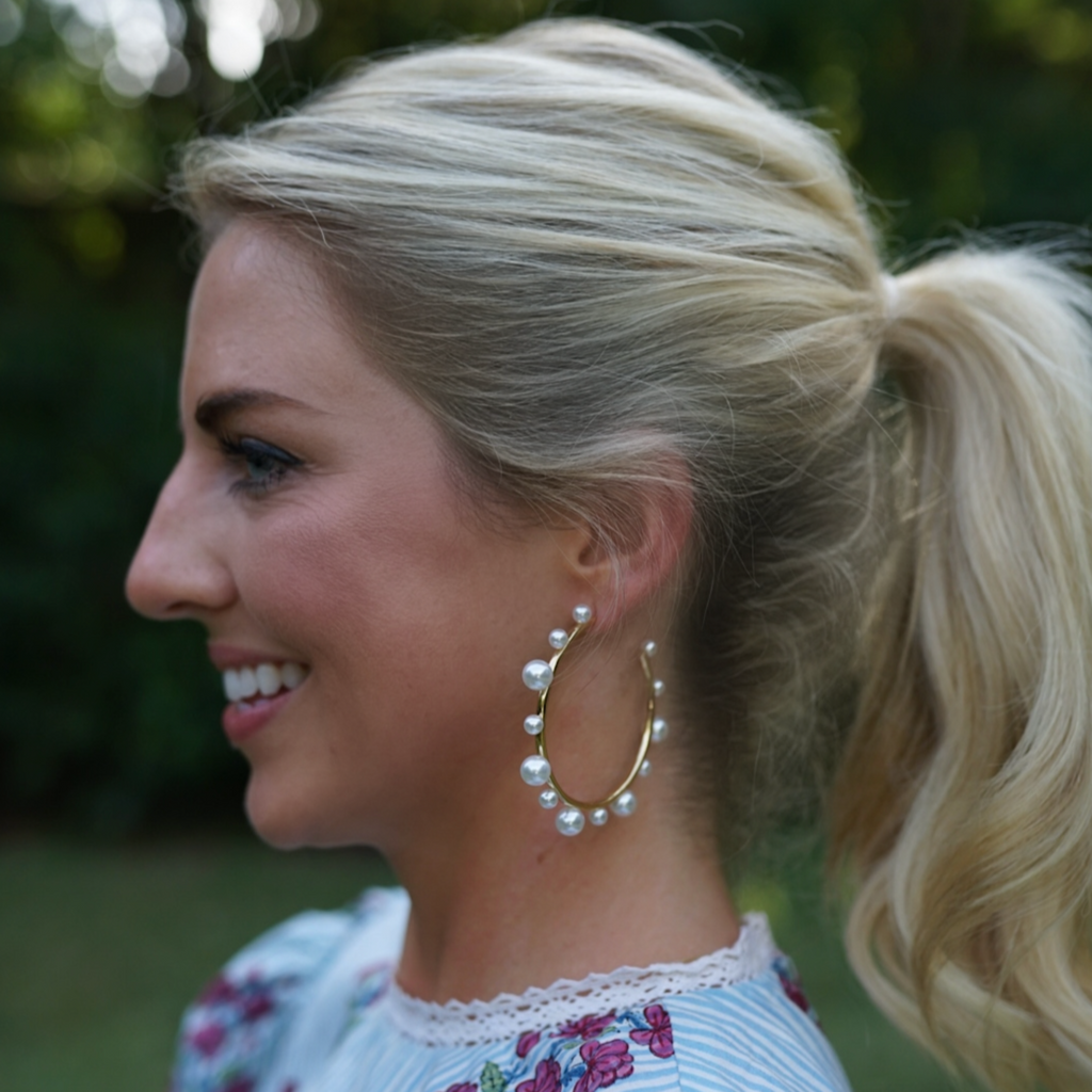 Pearl Hoop Earrings - The Well Appointed House