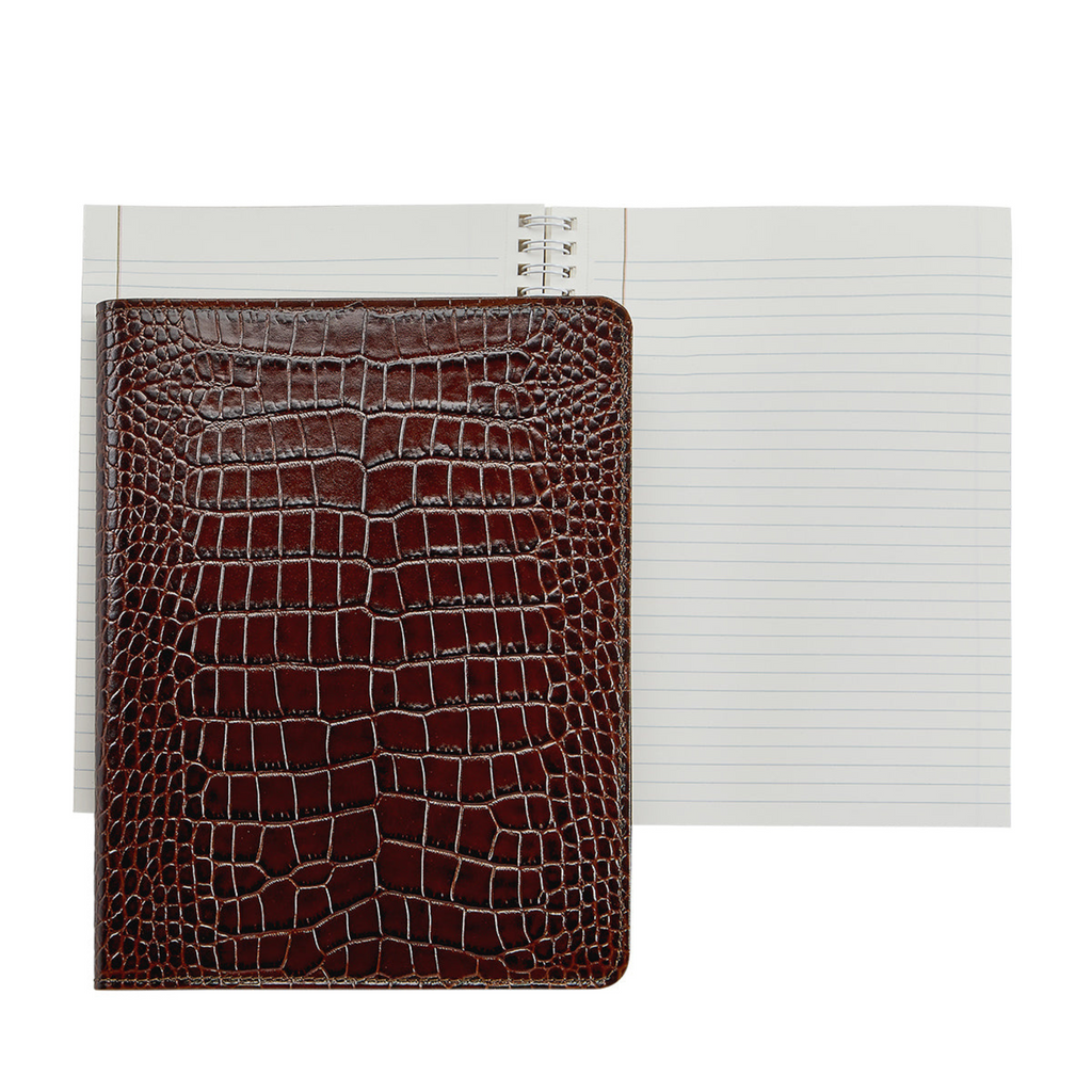 Personalize Embossed Croc Leather 9" Refillable Notebook- The Well Appointed House