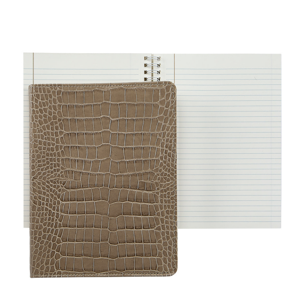 Personalize Embossed Croc Leather 9" Refillable Notebook- The Well Appointed House