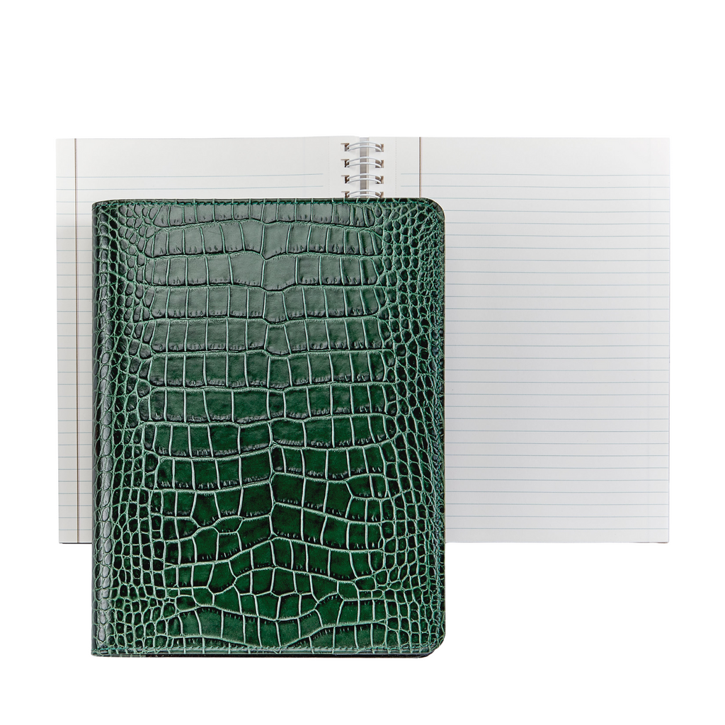 Personalize Embossed Croc Leather 9" Refillable Notebook- The Well Appointed House