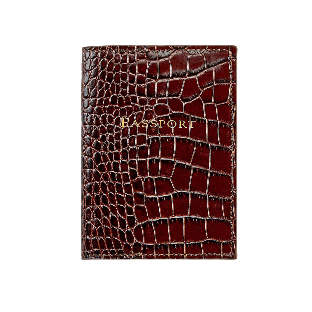 Personalize Embossed Croc Leather Passport Holder - The Well Appointed House