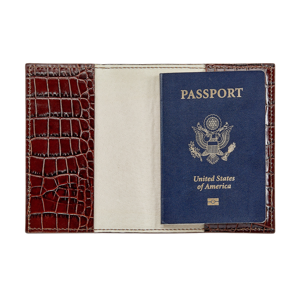 Personalize Embossed Croc Leather Passport Holder - The Well Appointed House